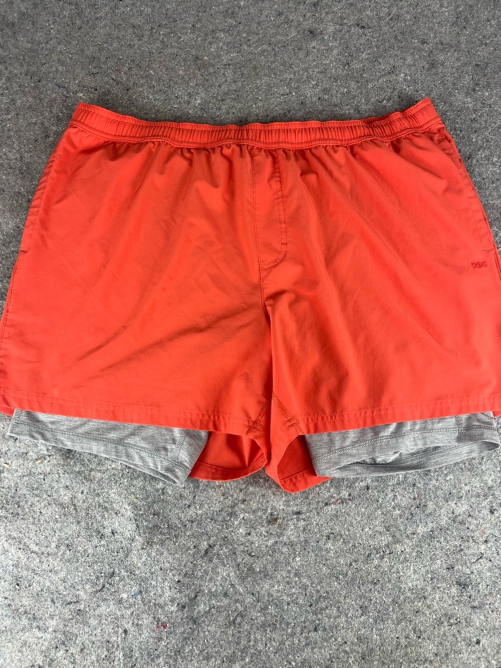 DSG Men's Athletic Shorts in Bright Orange with Gray Liner